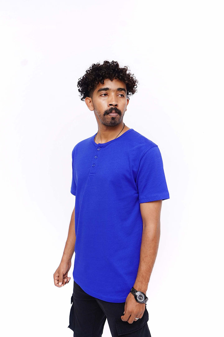 Curve Hem Blue T Shirt BOLTX