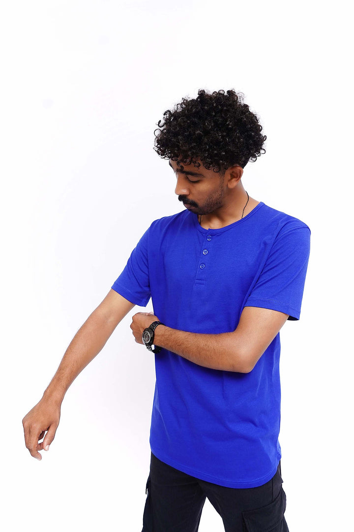 Curve Hem Blue T Shirt BOLTX