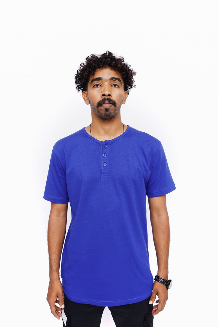 Curve Hem Blue T Shirt BOLTX